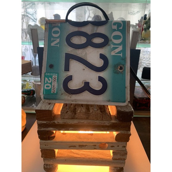 Cabin / Camping /Oregon License Plate Swag Light/Lamp With Edison Bulb - Picture 5 of 9